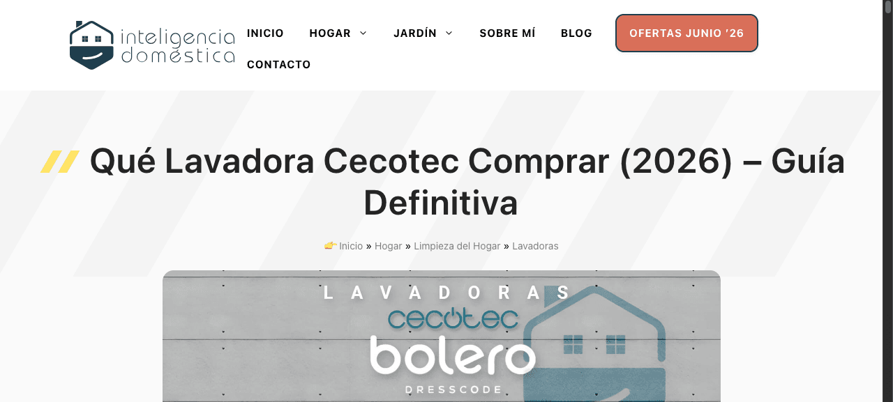 Inteligencia Doméstica article about choosing a Cecotec washing machine