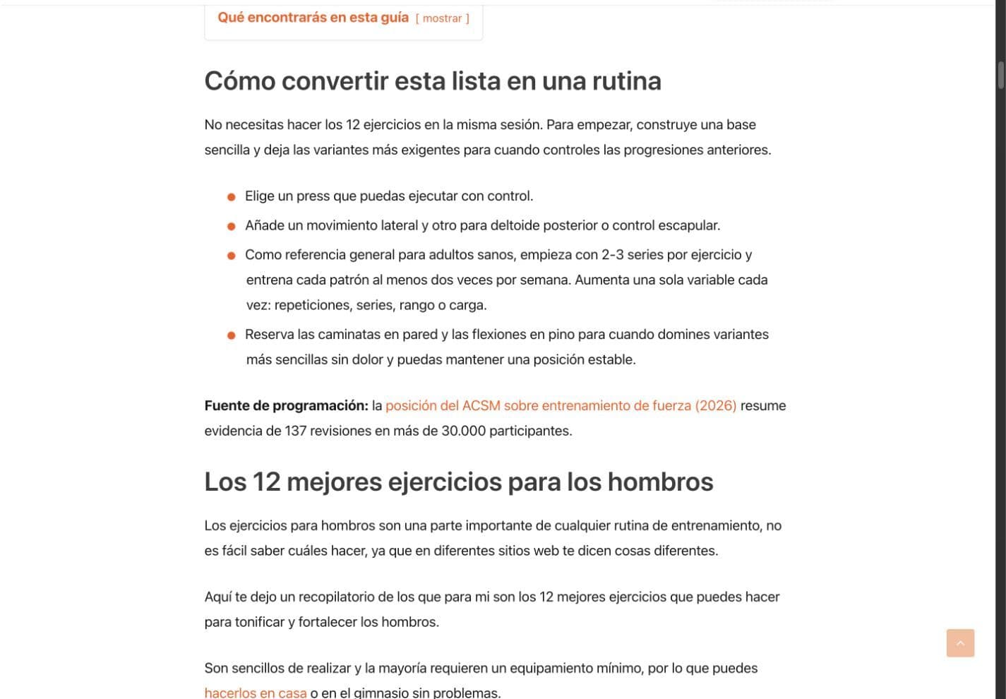 Fuerte Sin Gym article explaining how to turn shoulder exercises into a practical routine
